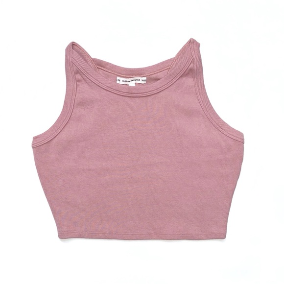 WELLBEING + BEINGWELL purple ribbed sleeveless round neck racerback crop top - Picture 3 of 7